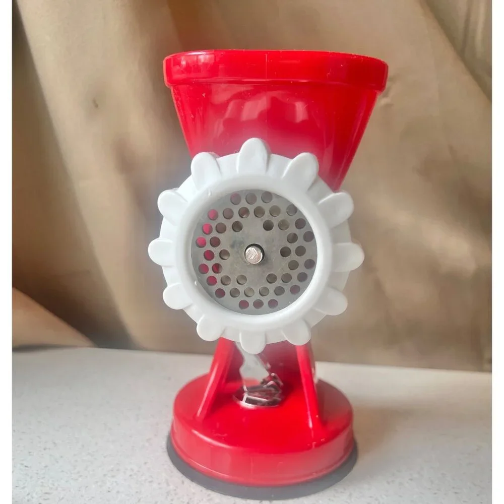 Pedrini Lillo Manual Meat Grinder Pasta Maker Red Plastic Italy Removable Handle - Picture 6 of 15